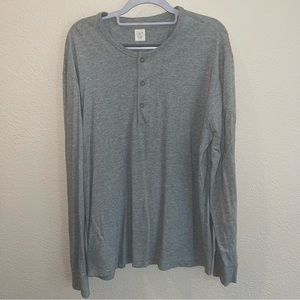 J. Crew Factory Gray long Sleeve Tee 1/4 button front XL
